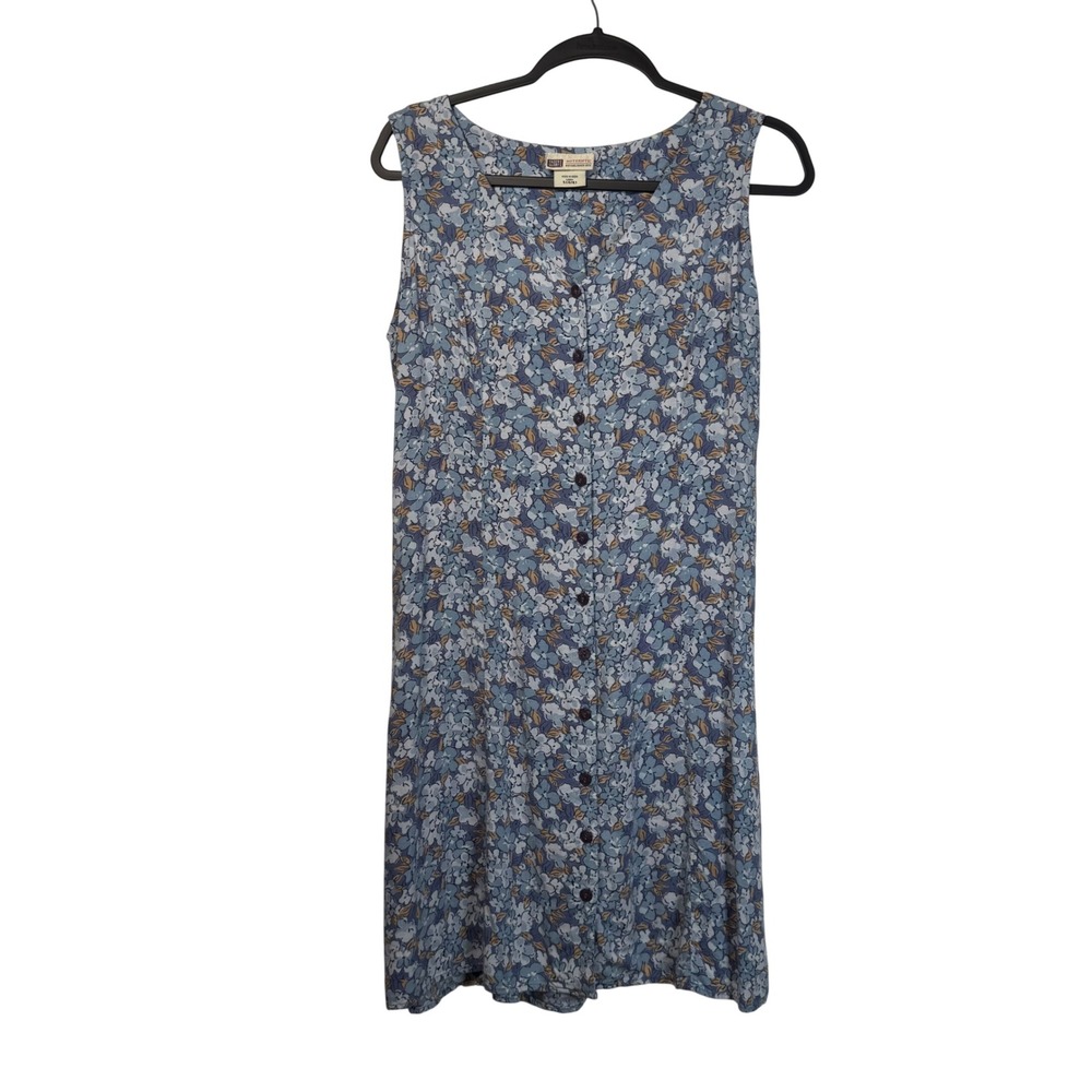 Faded Glory Size Small Floral Button Front Lace Up Back Rayon Dress Cottagecore
